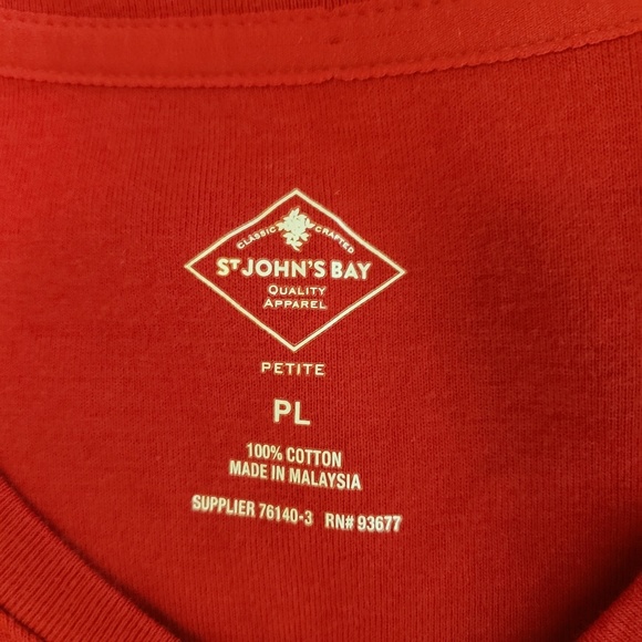 St John's Bay long sleeved red cotton Tee size PL - Picture 3 of 6